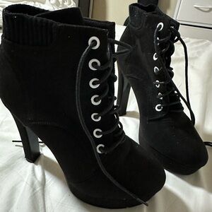 Black Lace-Up Ankle Boots